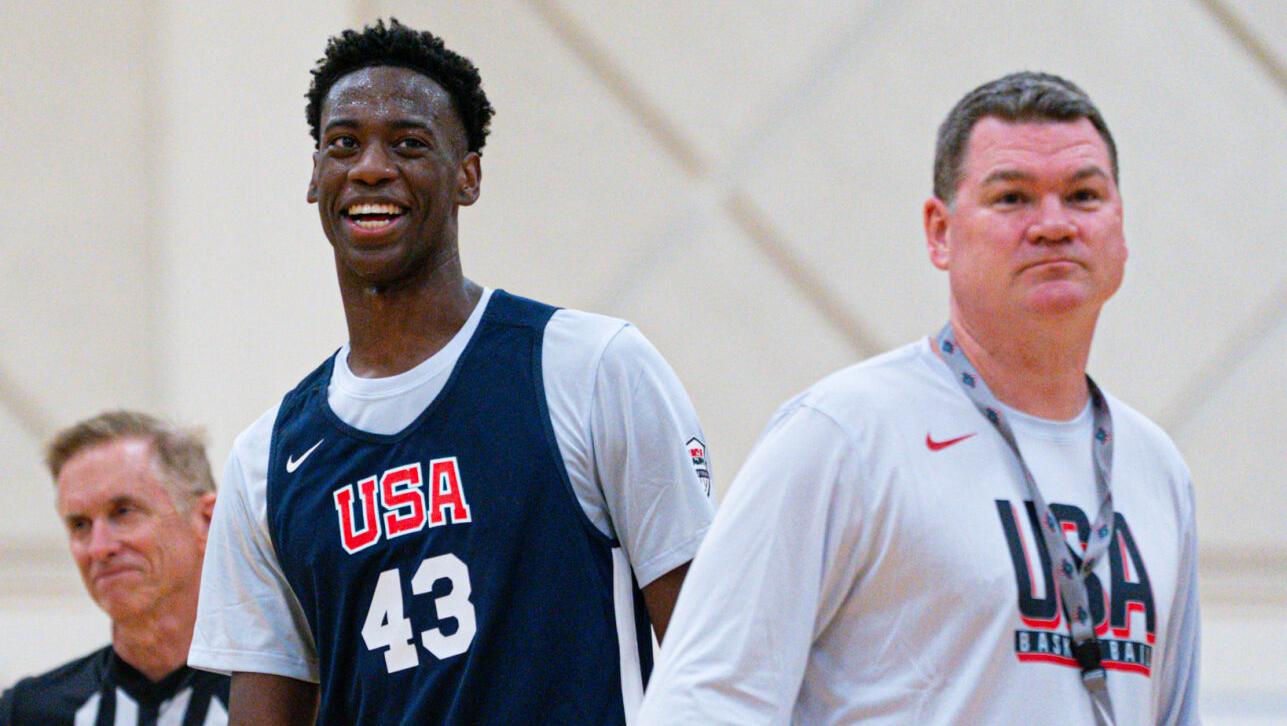 AJ Dybantsa, Tommy Lloyd at USA Basketball training camp